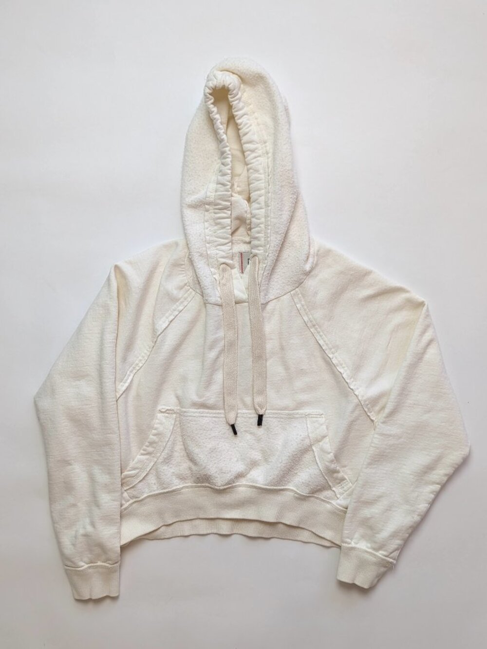 BDG Cream Off-White Cropped Fleece Hoodie Size XS